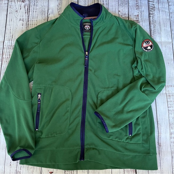 NAPAPIJRI Full Zip Fleece Jacket Green Mens Size XXL Antarctic Research Program